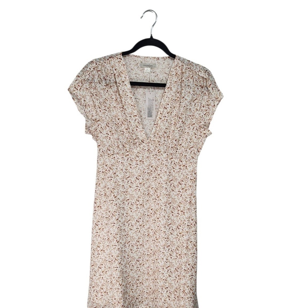 Outerknown‎ Floral V-Neck Dress Womens Size Small Brown Cream NWT